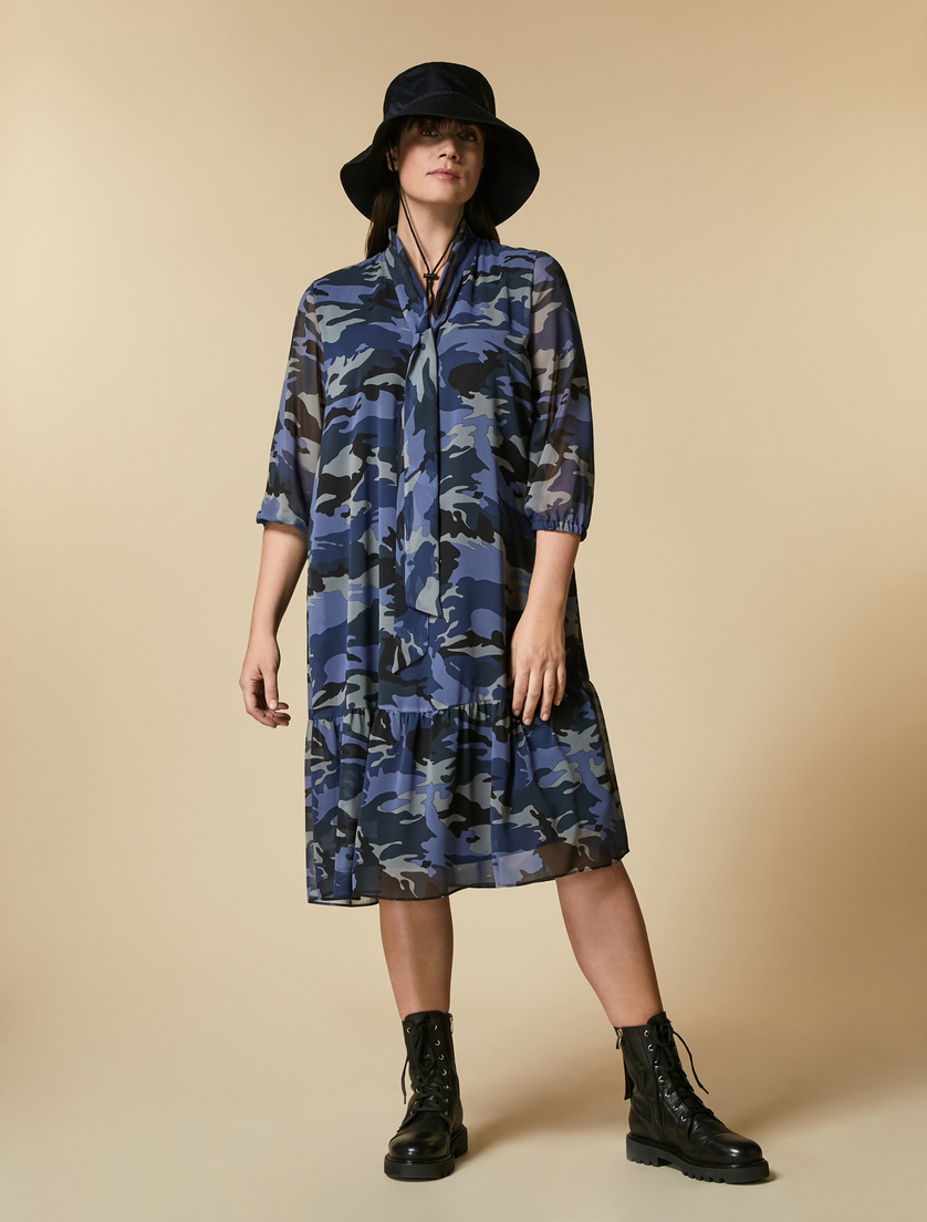Langes Kleid aus Georgette - Schwarz - Marina Rinaldi - 4