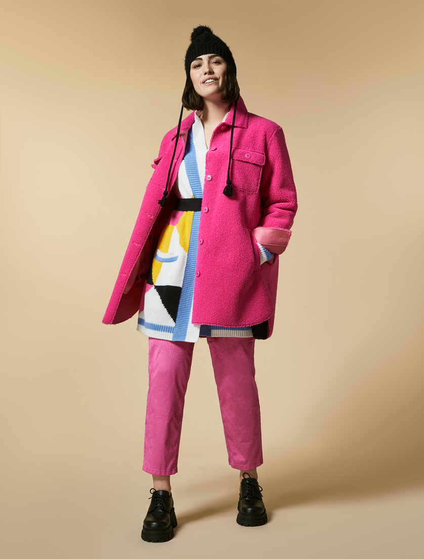 Inlay-embellished wool-blend cardigan - Yellow - Marina Rinaldi - 4