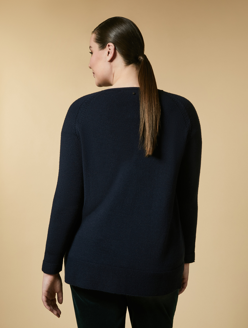 Wool-blend cardigan - Dark navy - Marina Rinaldi - 3