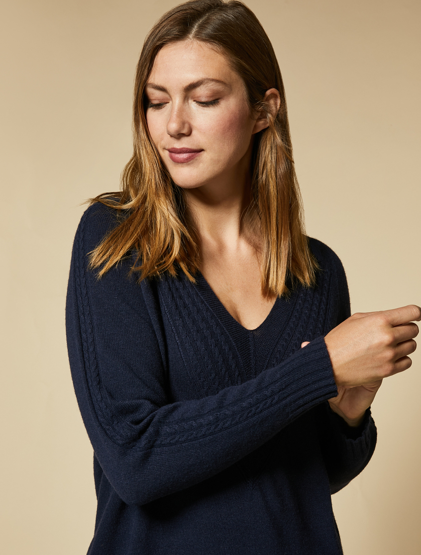 Cashmere-blend sweater - Dark navy - Marina Rinaldi - 2
