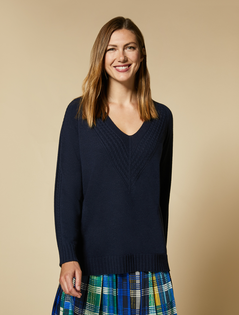Cashmere-blend sweater - Dark navy - Marina Rinaldi