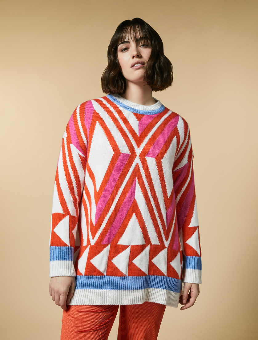 Pullover aus Jacquard-Wollmischung - Orange - Marina Rinaldi