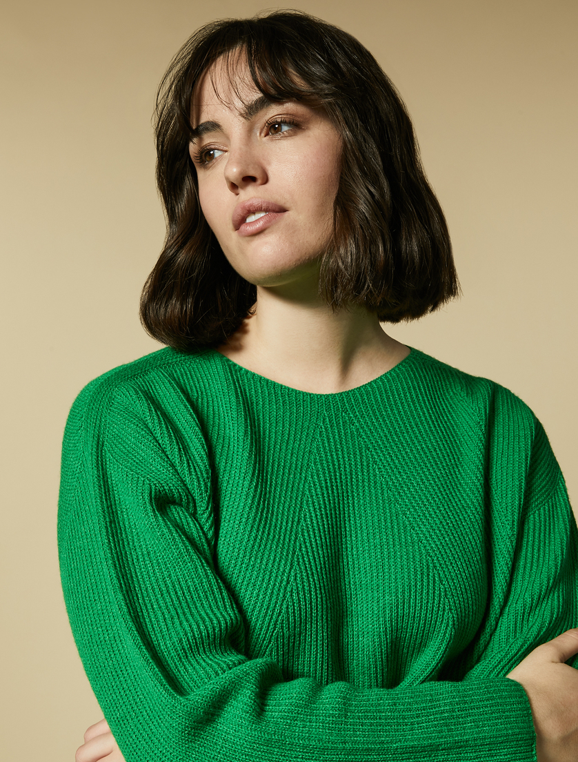 Wool-blend sweater and neck warmer - Green - Marina Rinaldi - 2