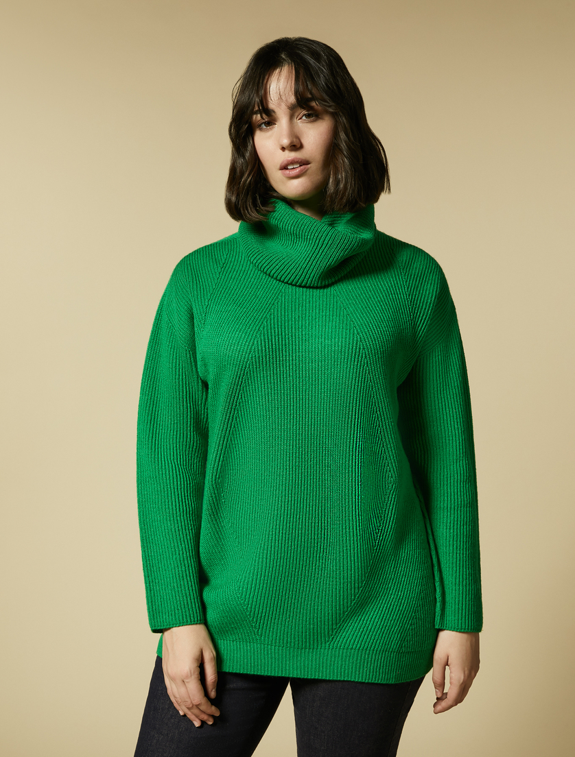 Wool-blend sweater and neck warmer - Green - Marina Rinaldi