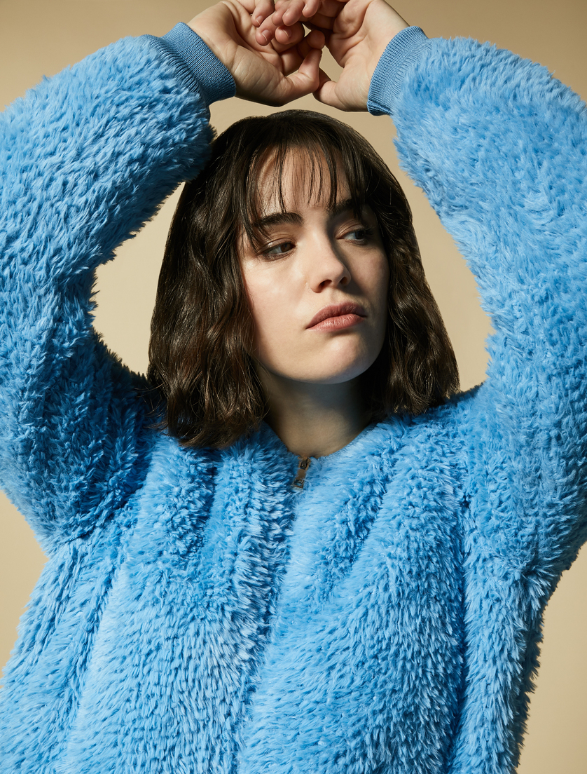 Knitted bomber jacket - Ski blue - Marina Rinaldi - 2