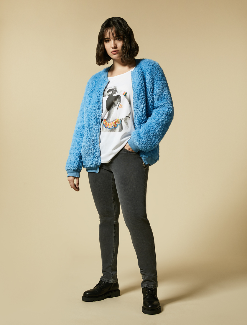 Knitted bomber jacket - Ski blue - Marina Rinaldi - 4