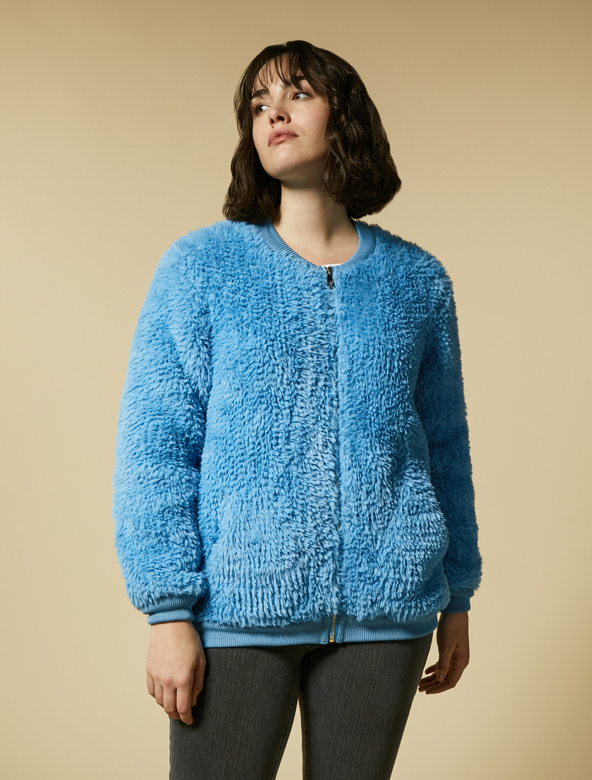 Knitted bomber jacket - Ski blue - Marina Rinaldi