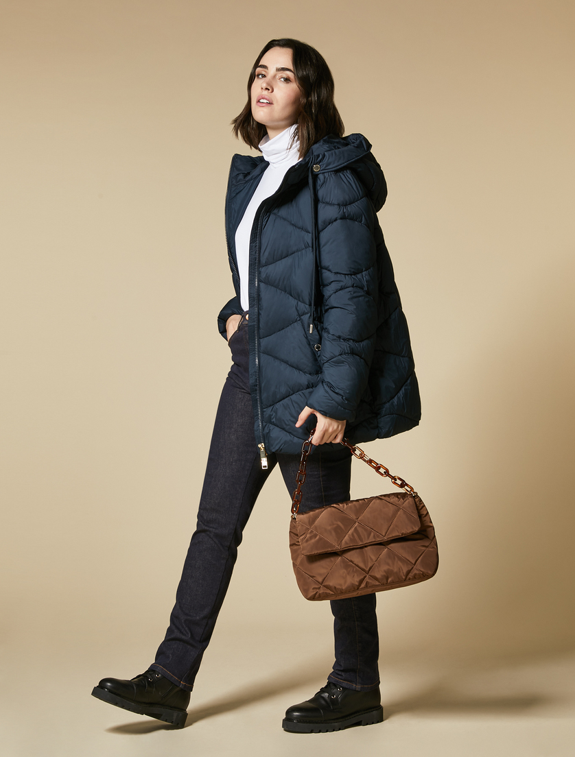 Water-repellent matte down jacket - Dark navy - Marina Rinaldi - 4