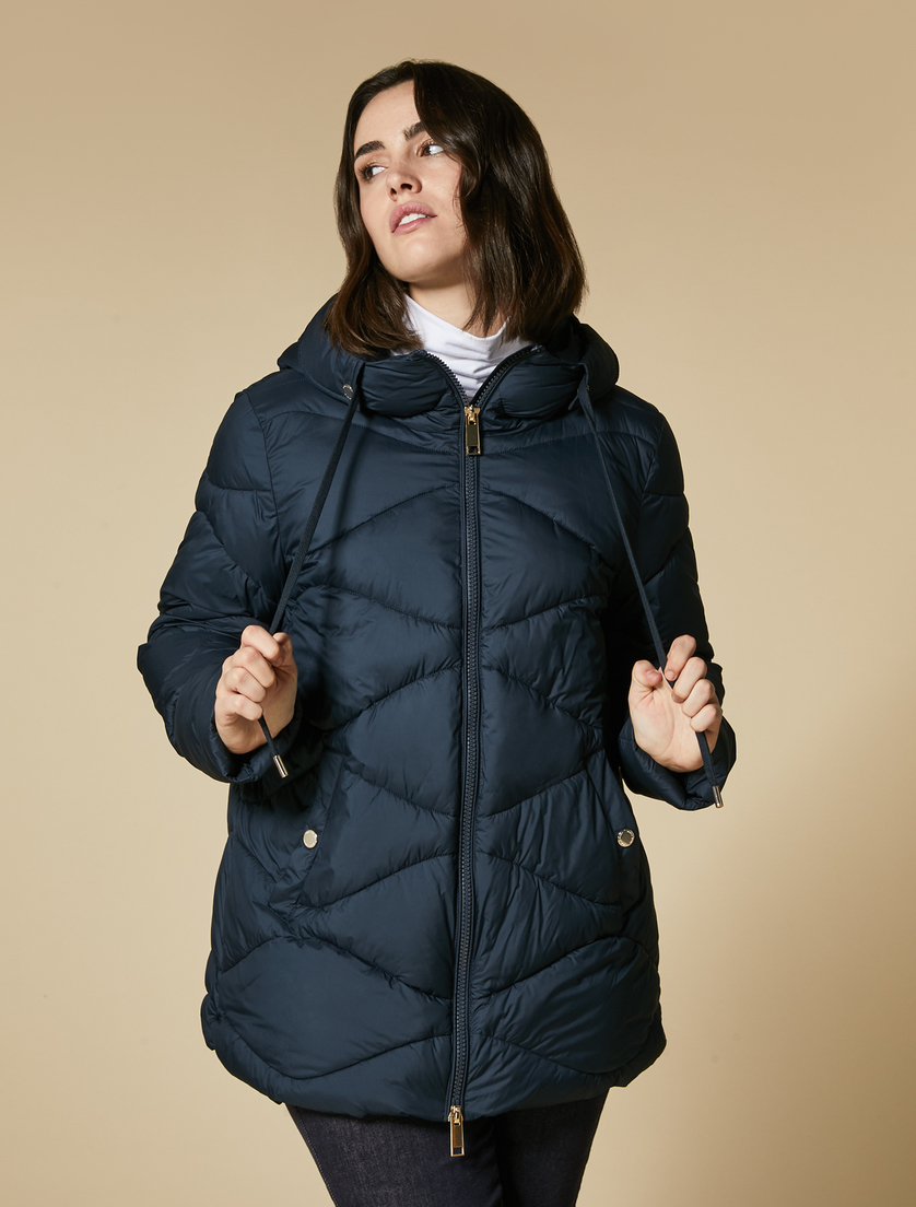 Water-repellent matte down jacket - Dark navy - Marina Rinaldi