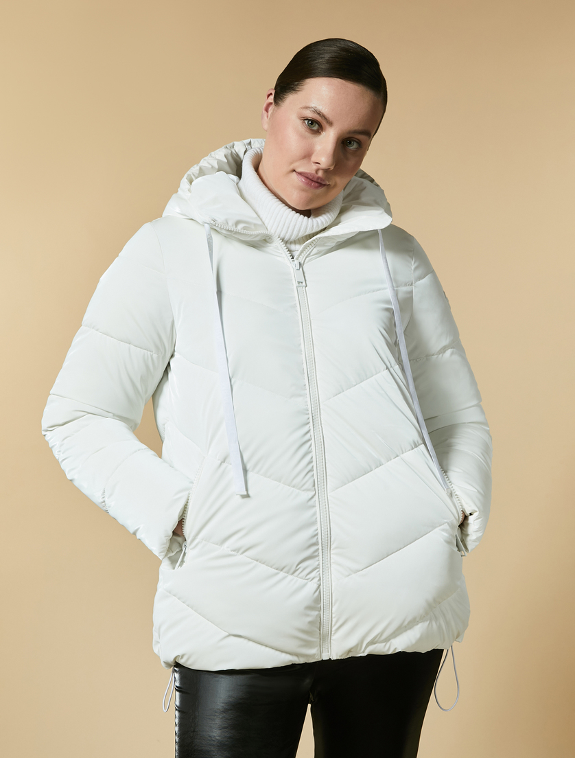 Technical velvet down jacket - White - Marina Rinaldi