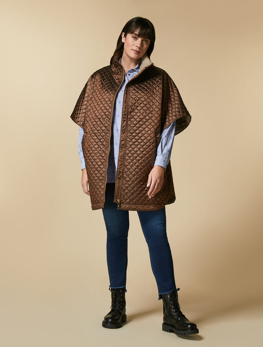 Quilted cape - Dark brown - Marina Rinaldi - 4