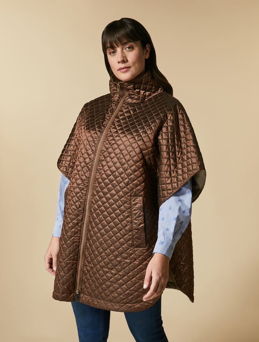 Quilted cape - Dark brown - Marina Rinaldi