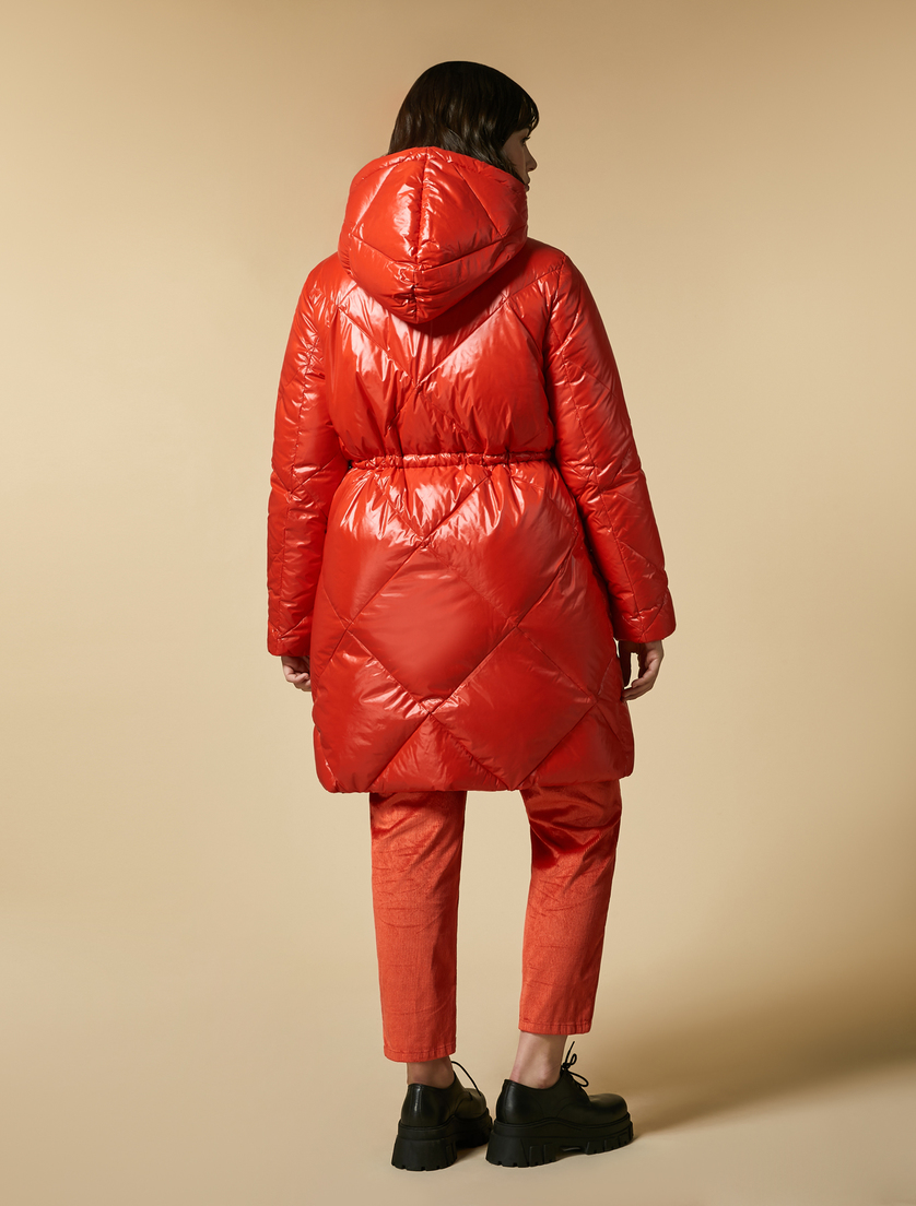 Water-repellent long shiny down jacket - Orange - Marina Rinaldi - 3