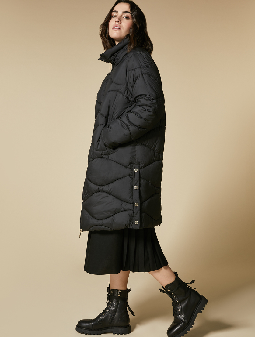 Water-repellent long matte down jacket - Black - Marina Rinaldi - 2