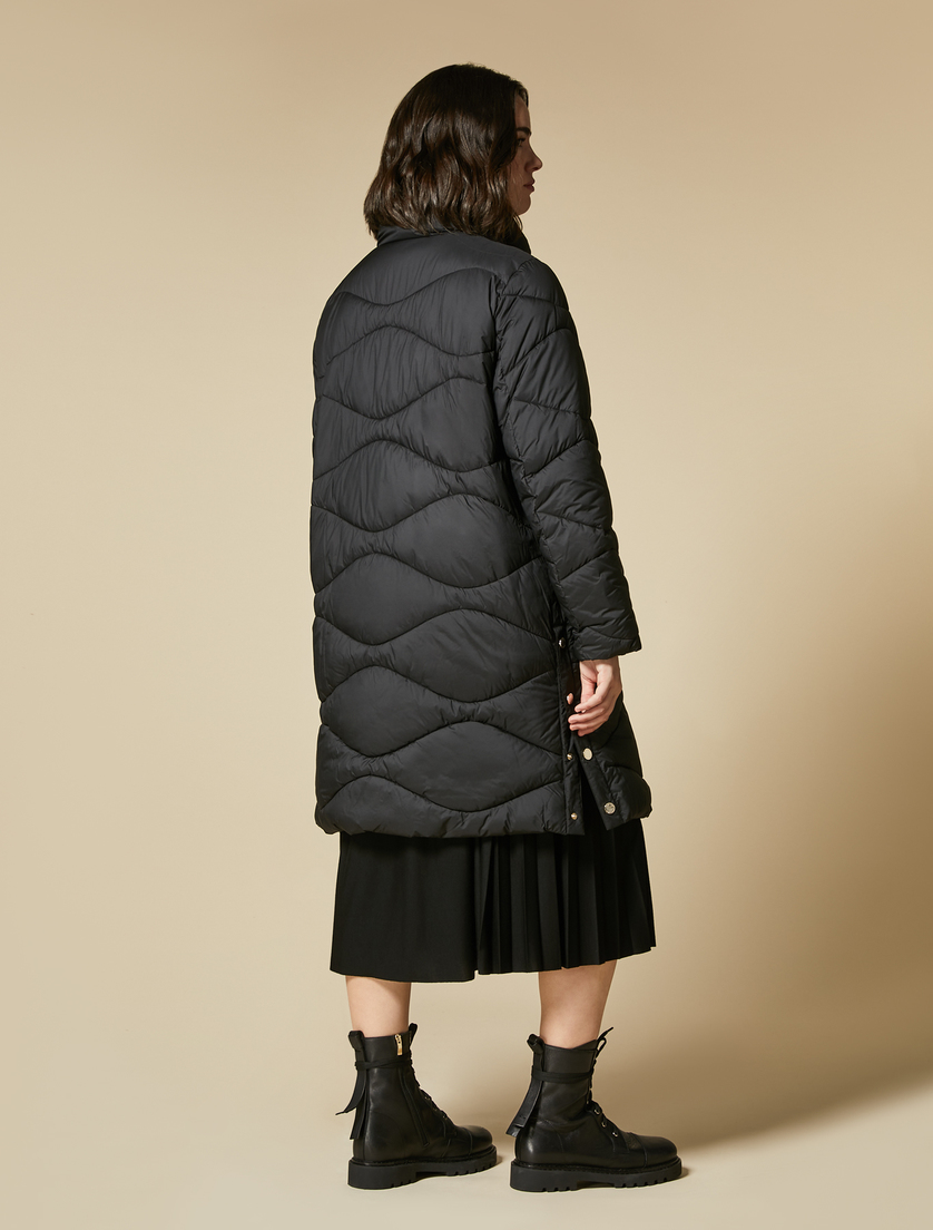 Water-repellent long matte down jacket - Black - Marina Rinaldi - 3