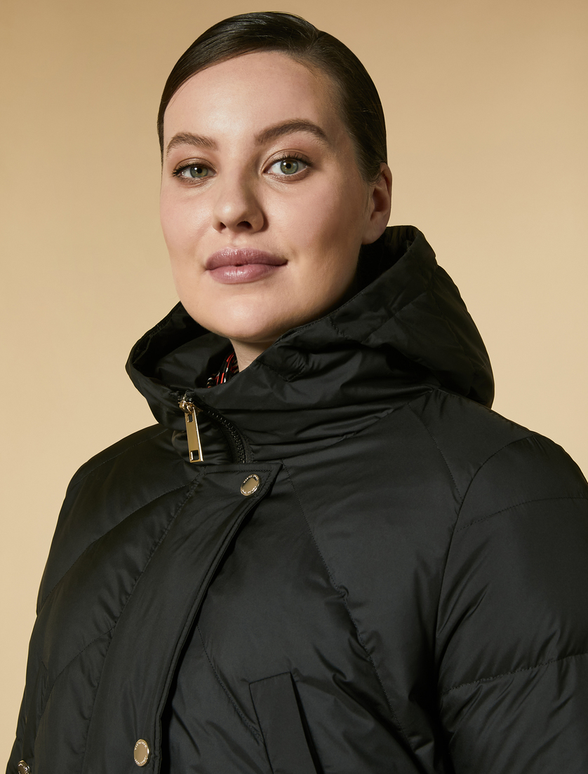 Water-repellent long matte down jacket - Black - Marina Rinaldi - 2