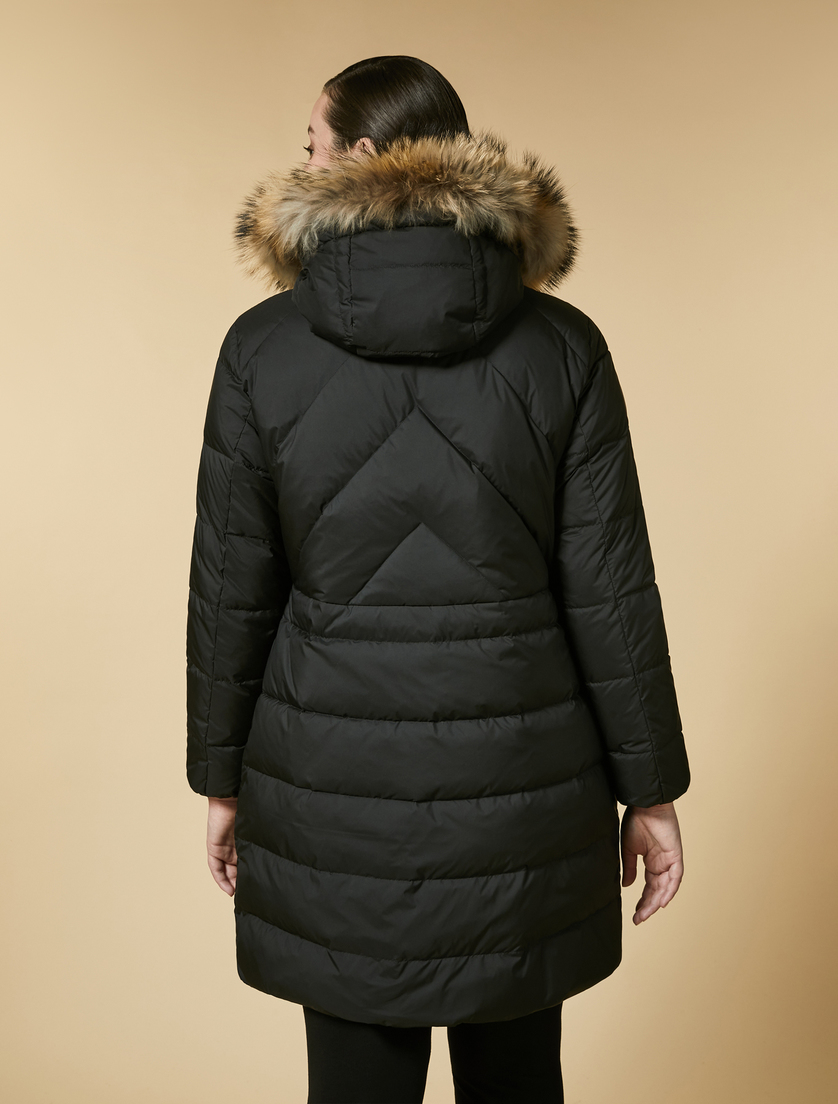 Water-repellent long matte down jacket - Black - Marina Rinaldi - 3