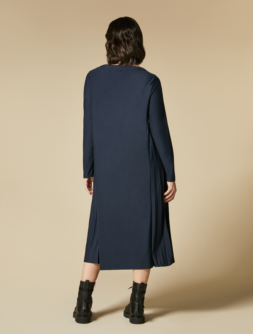 Pleated jersey dress - Dark navy - Marina Rinaldi - 3