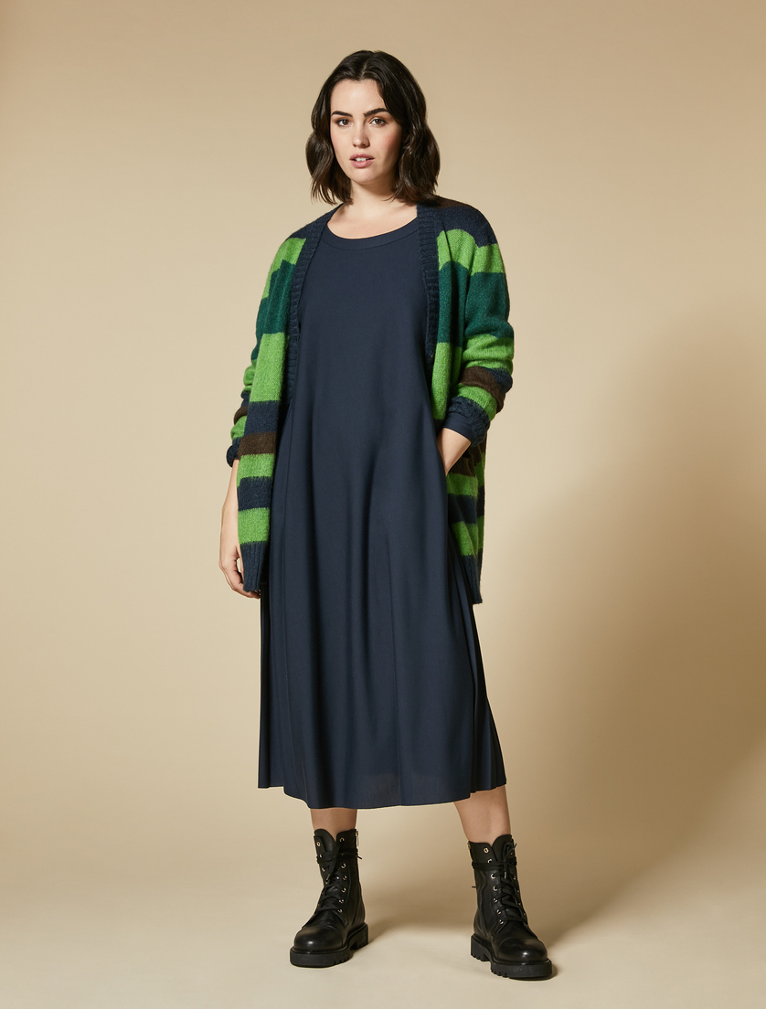 Pleated jersey dress - Dark navy - Marina Rinaldi - 4