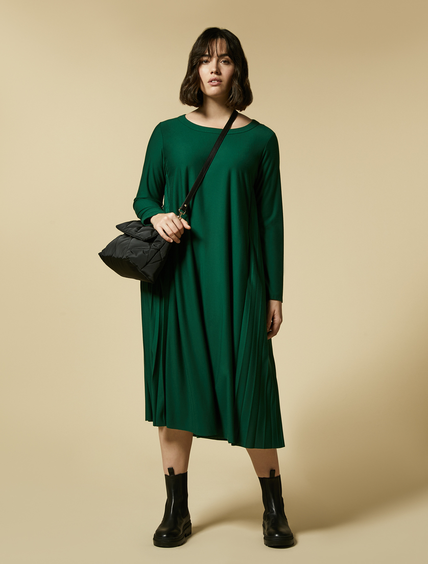 Pleated jersey dress - Dark green - Marina Rinaldi - 4