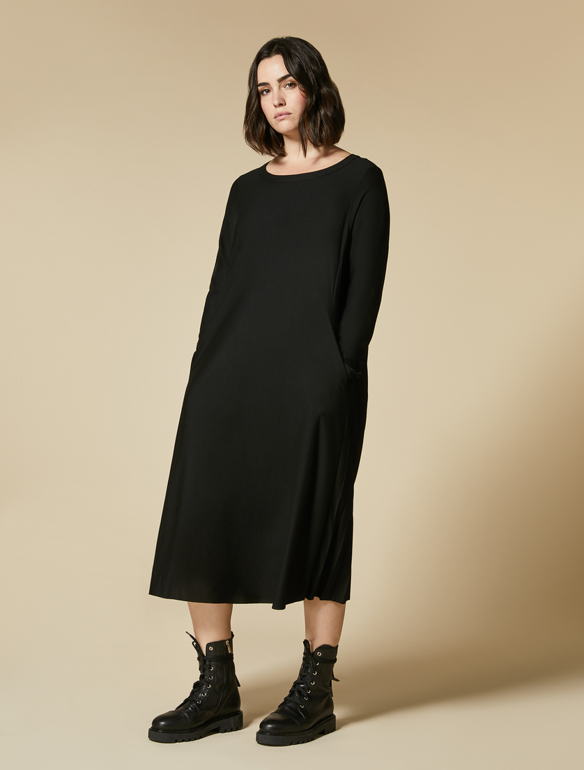 Pleated jersey dress - Black - Marina Rinaldi