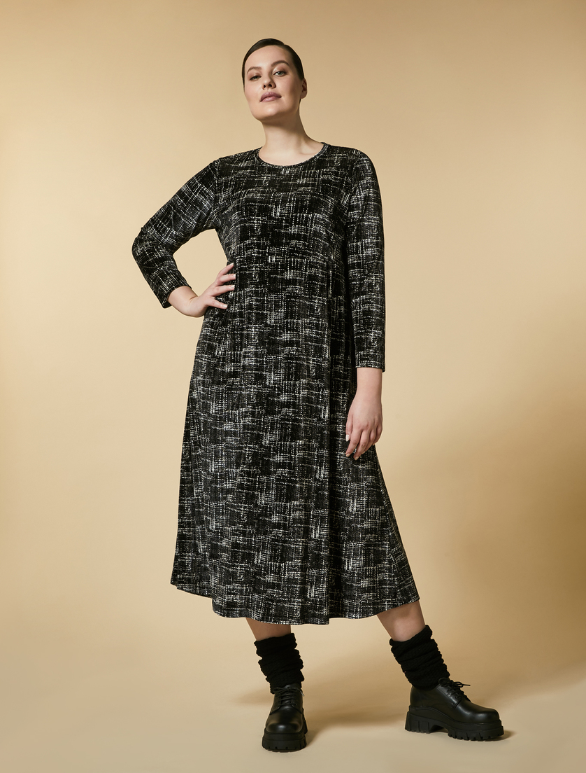 Velvet jersey dress - Black - Marina Rinaldi