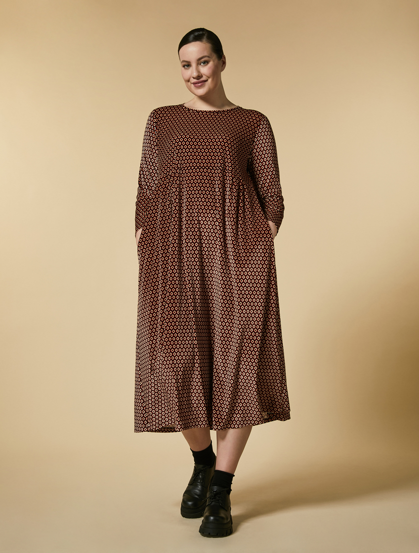 Velvet jersey dress - Brown - Marina Rinaldi