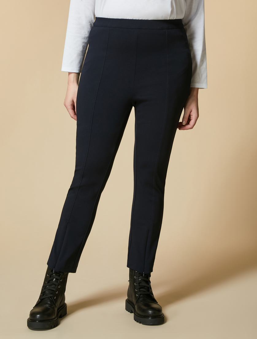 Cropped jersey trousers - Dark navy - Marina Rinaldi - 2