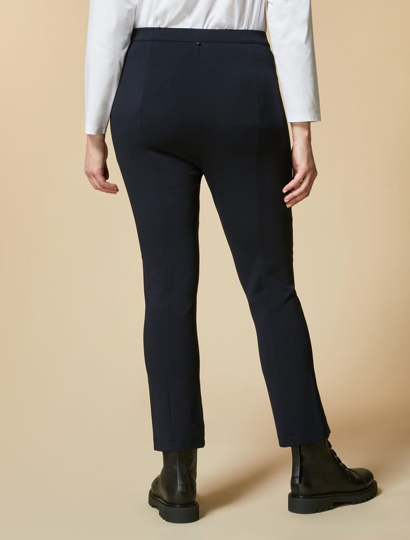 Cropped jersey trousers - Dark navy - Marina Rinaldi - 4