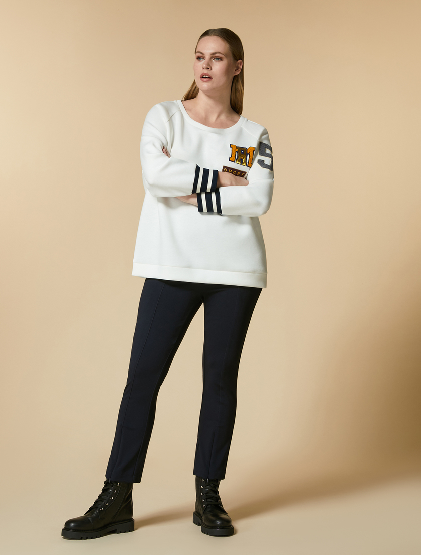 Cropped jersey trousers - Dark navy - Marina Rinaldi