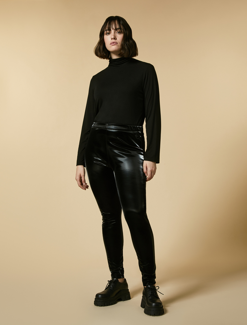 Hose aus technischem Velvet - Schwarz - Marina Rinaldi