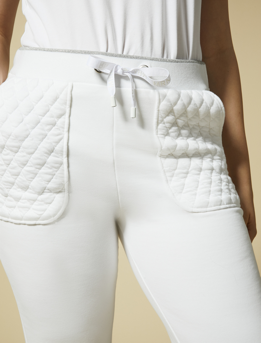 Cotton fleece trousers - White - Marina Rinaldi - 3