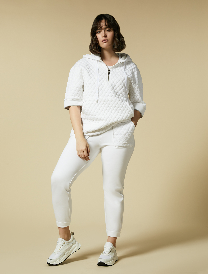 Cotton fleece trousers - White - Marina Rinaldi