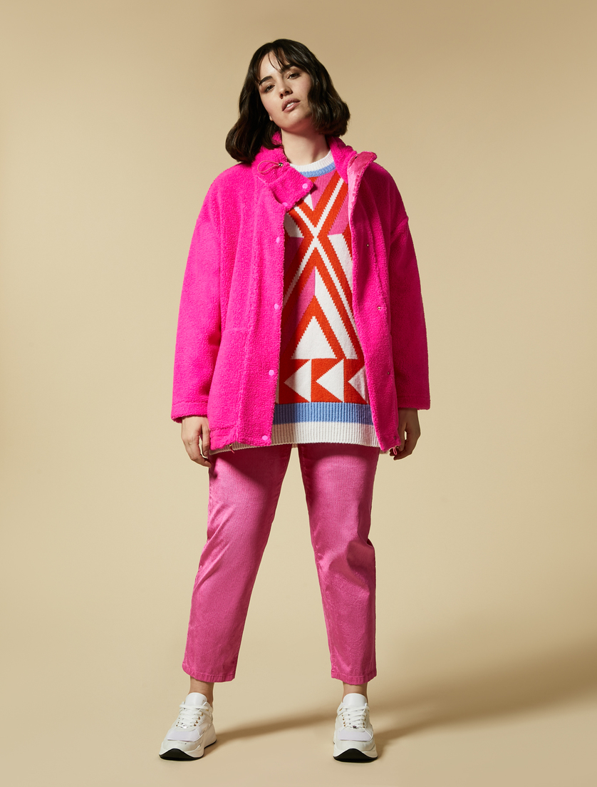 Insert-embellished jersey jacket - Fuchsia - Marina Rinaldi - 4