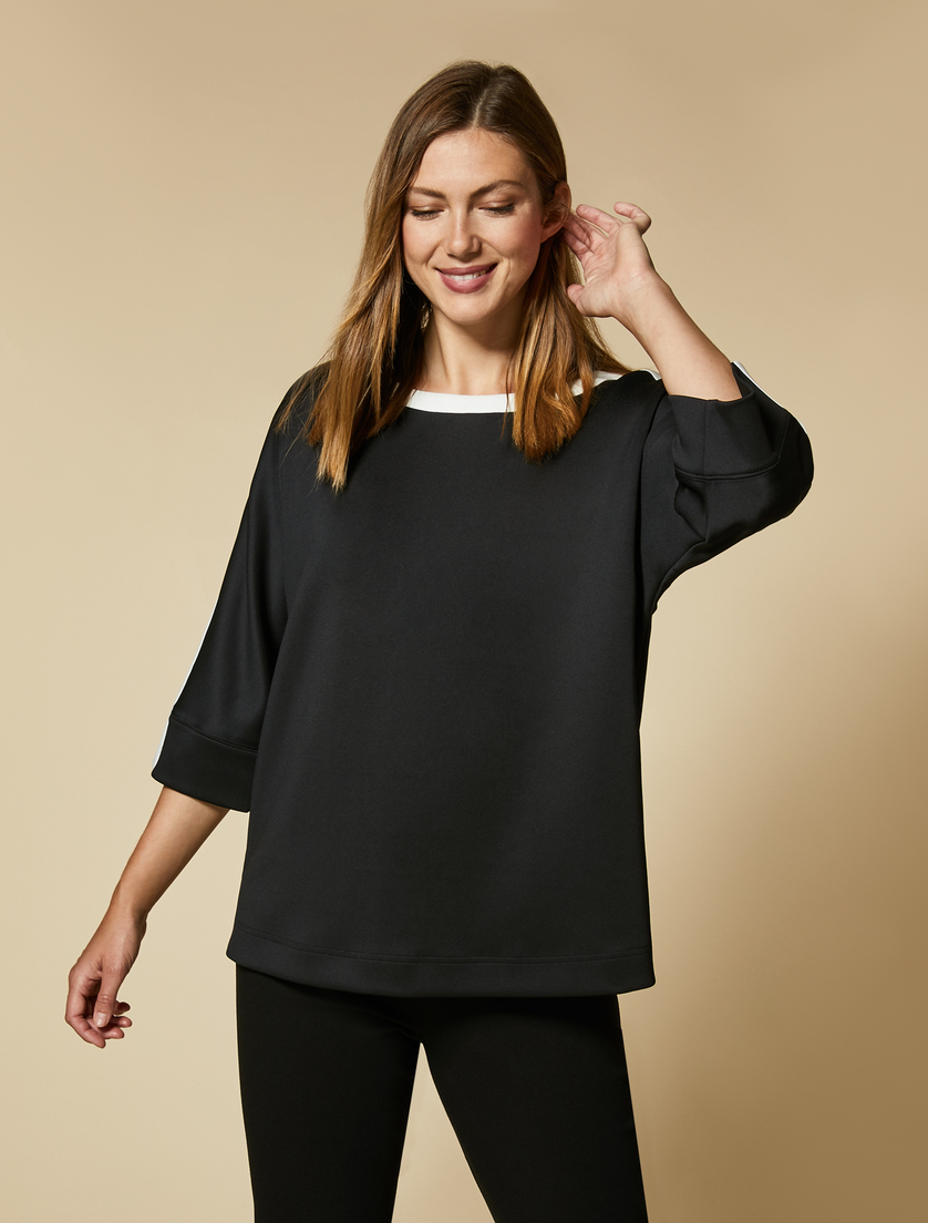 Lightweight scuba sweatshirt - Black - Marina Rinaldi