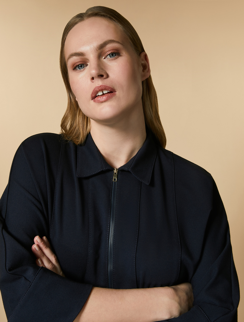 Insert-embellished jersey sweatshirt - Dark navy - Marina Rinaldi - 2