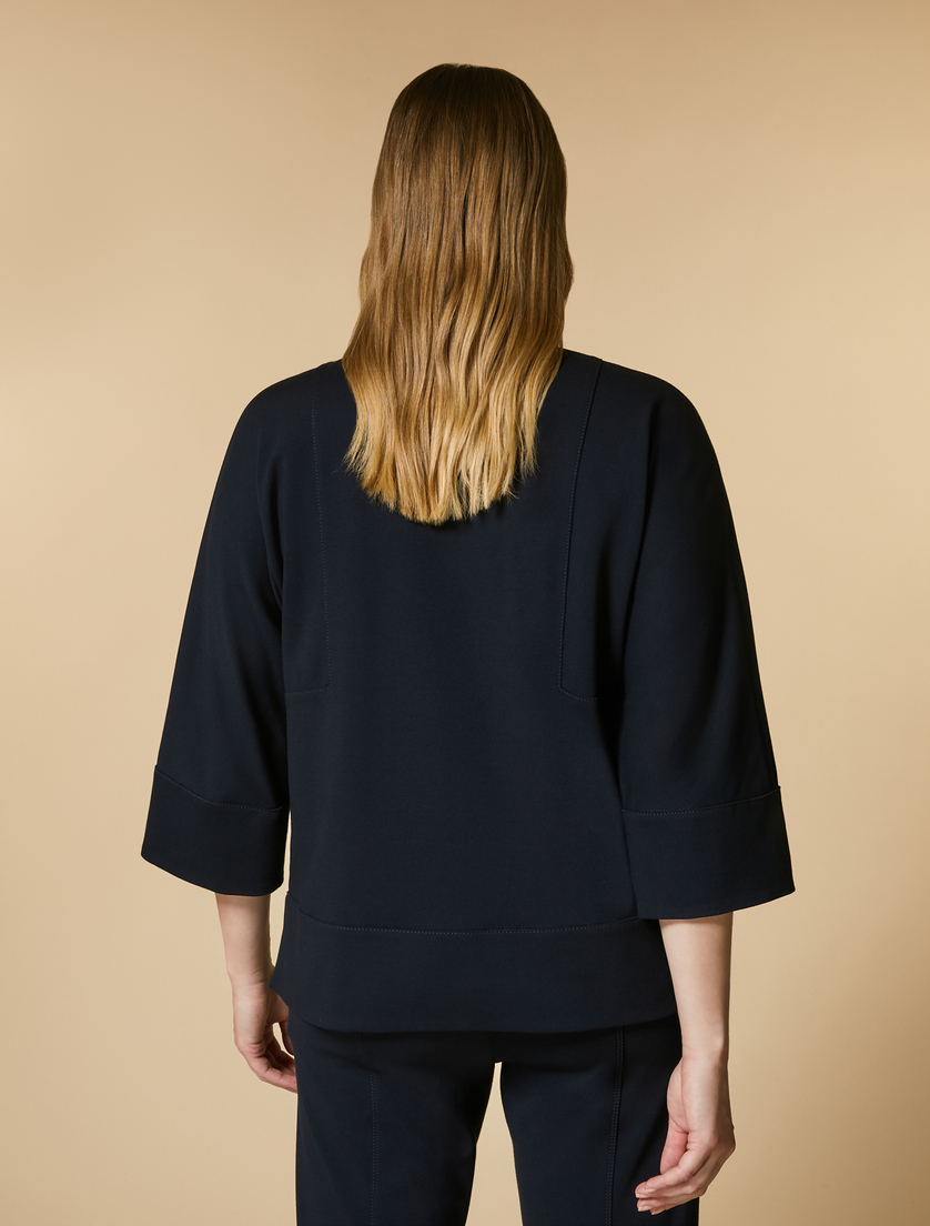 Insert-embellished jersey sweatshirt - Dark navy - Marina Rinaldi - 3