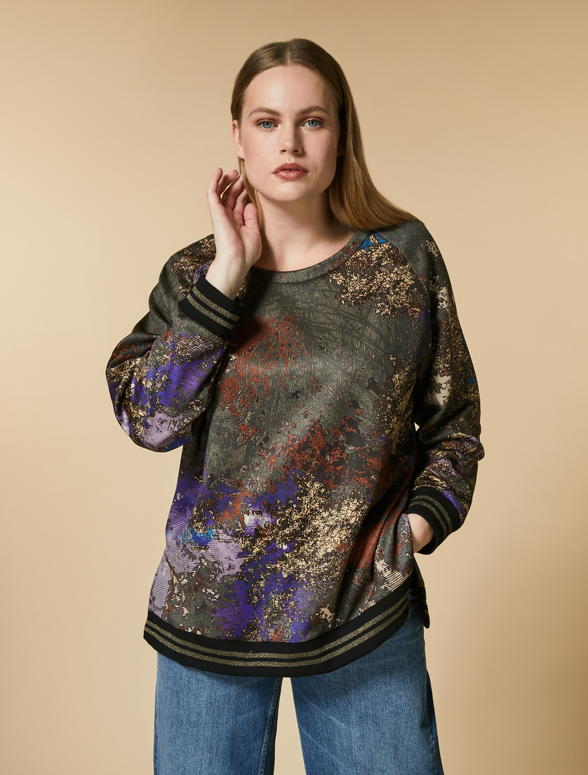 Printed scuba sweatshirt - Olive green - Marina Rinaldi