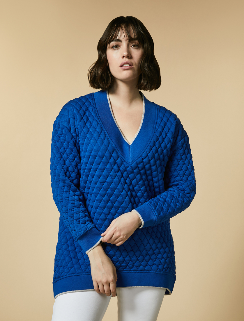 Quilted jersey sweatshirt - China blue - Marina Rinaldi