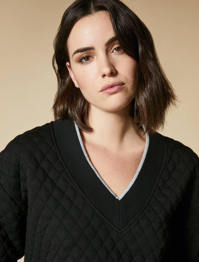 Quilted jersey sweatshirt - Black - Marina Rinaldi - 2