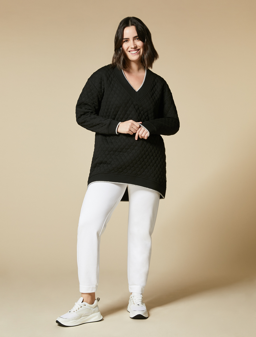 Quilted jersey sweatshirt - Black - Marina Rinaldi - 4
