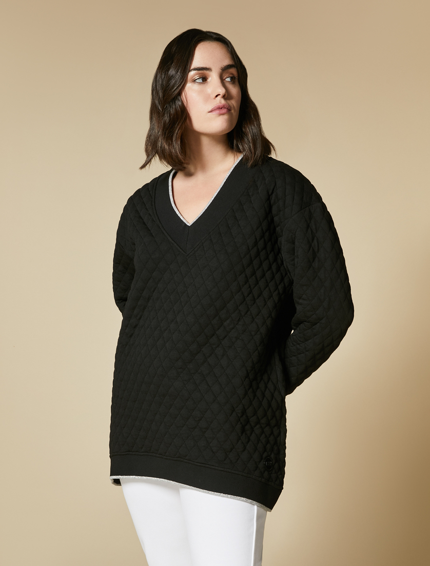 Quilted jersey sweatshirt - Black - Marina Rinaldi