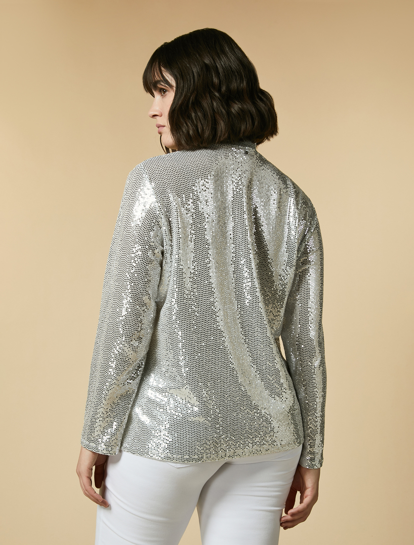 Laminated jersey polo-neck sweater - White - Marina Rinaldi - 3