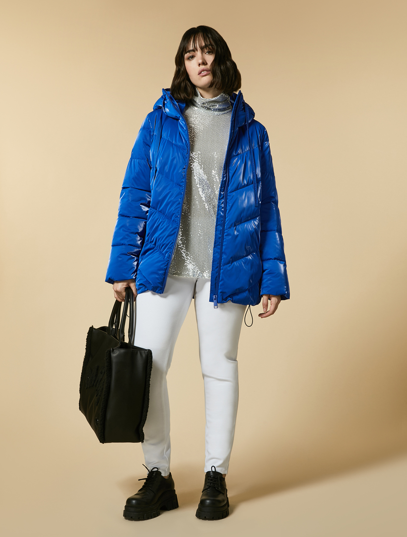 Laminated jersey polo-neck sweater - White - Marina Rinaldi - 4