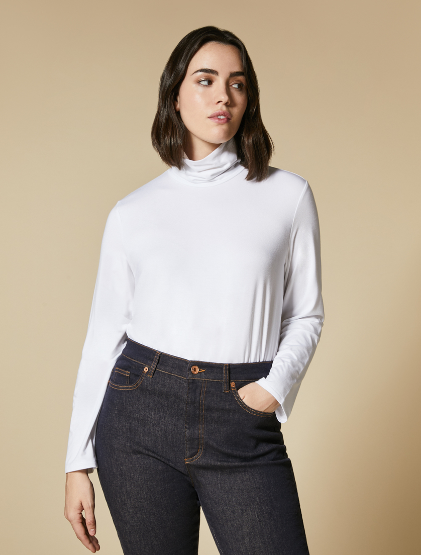 Col roulé en jersey stretch - Blanc - Marina Rinaldi