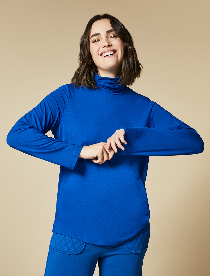 Col roulé en jersey stretch - Blue - Marina Rinaldi