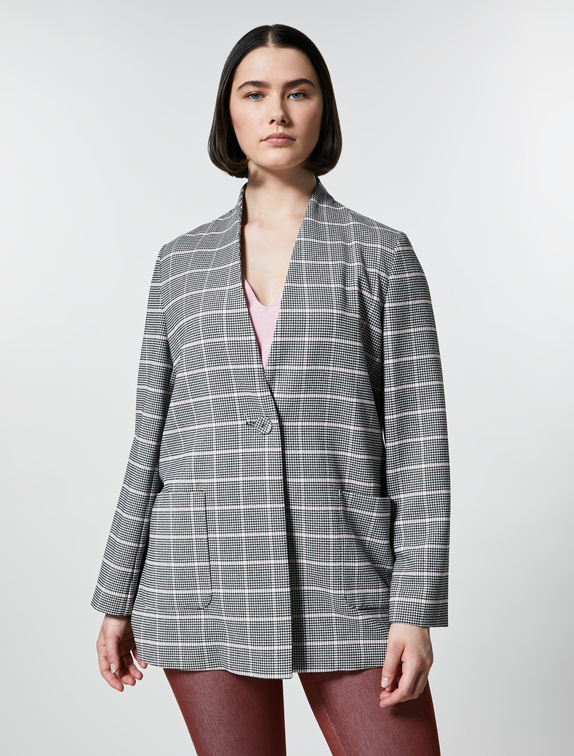 Check viscose blend jacket - Black - Marina Rinaldi