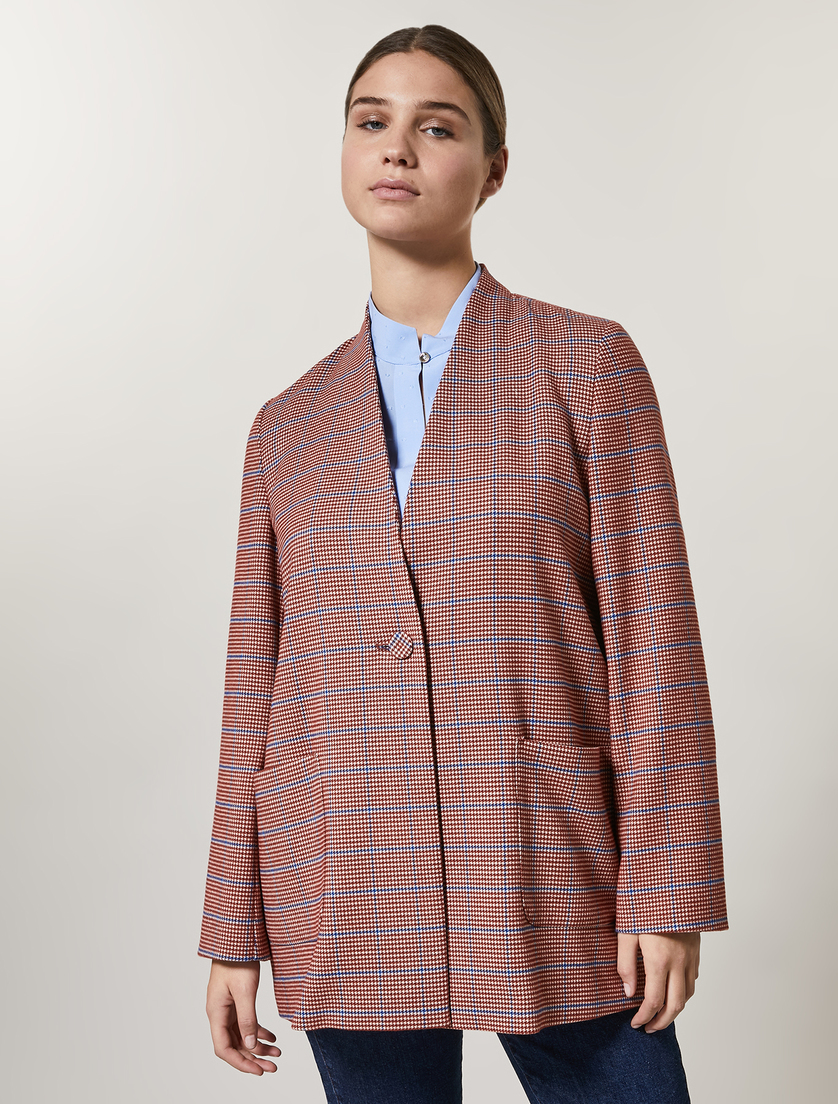 Check viscose blend jacket - Brown - Marina Rinaldi