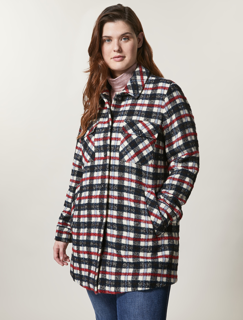 Jacke mit Karomuster - Weiß - Marina Rinaldi