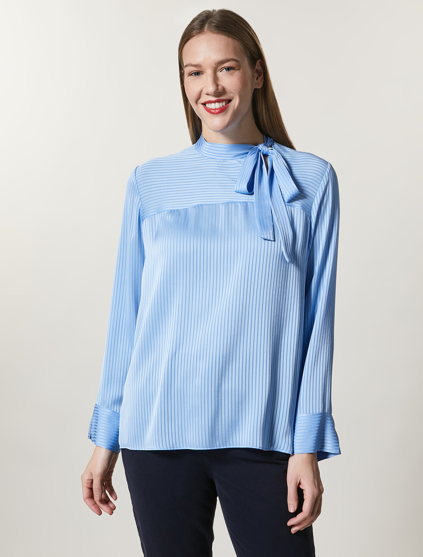 Fluid fabric blouse - Ski blue - Marina Rinaldi